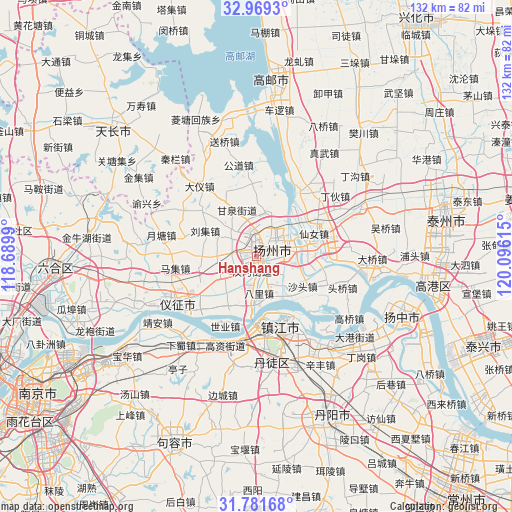 Hanshang on map