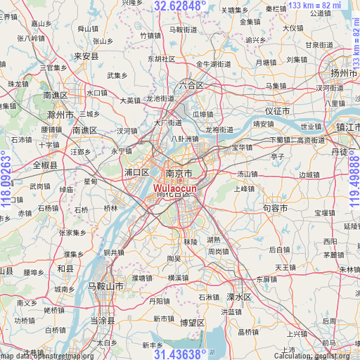 Wulaocun on map