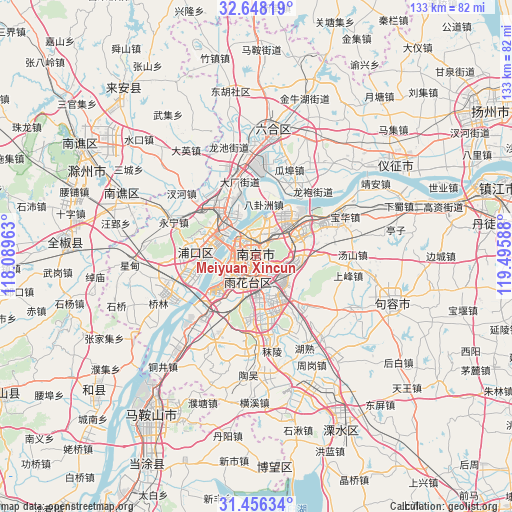 Meiyuan Xincun on map
