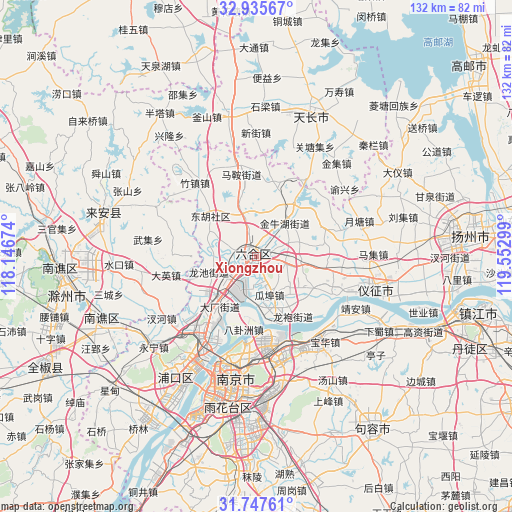 Xiongzhou on map