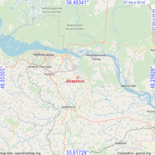 Atlashevo on map
