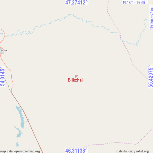 Biikzhal on map
