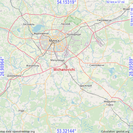 Michanovichi on map