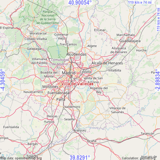 Villa de Vallecas on map