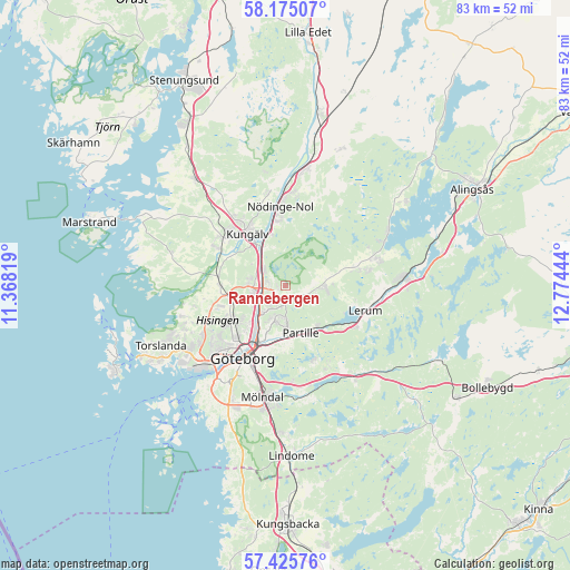 Rannebergen on map