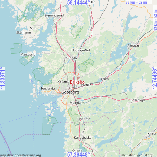 Eriksbo on map