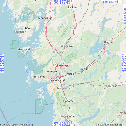 Gårdsten on map