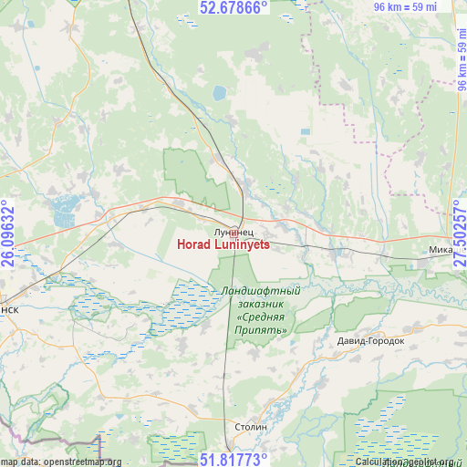 Horad Luninyets on map
