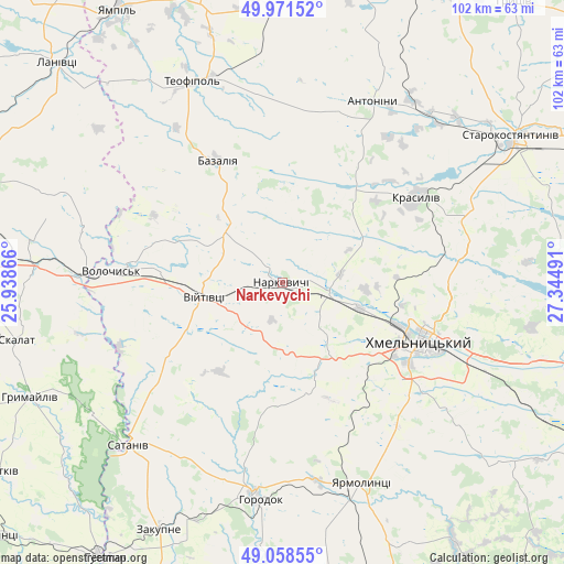 Narkevychi on map