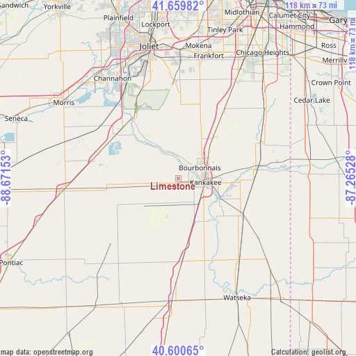 Limestone on map