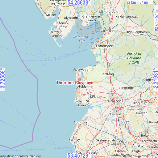 Thornton-Cleveleys on map