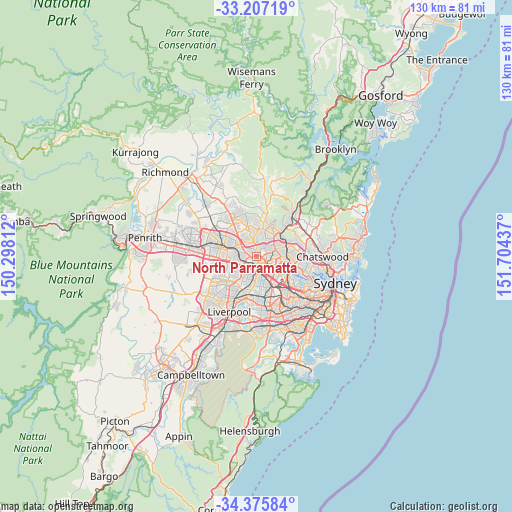 North Parramatta on map
