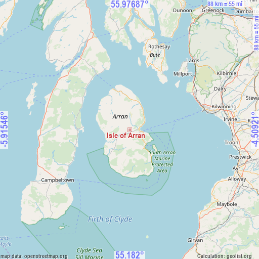 Isle of Arran on map