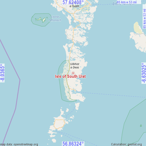 Isle of South Uist on map