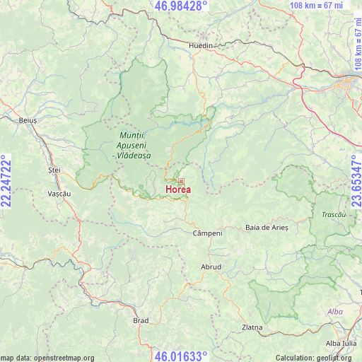 Horea on map