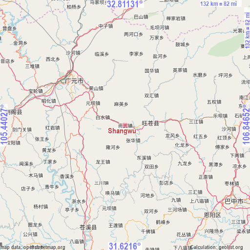 Shangwu on map