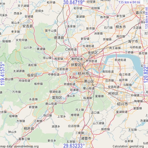 Xihu on map