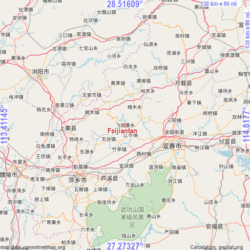 Feijiantan on map