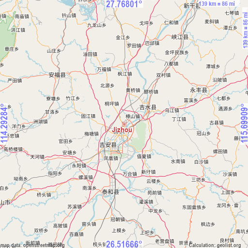 Jizhou on map