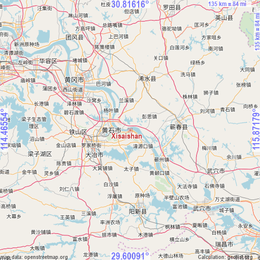 Xisaishan on map