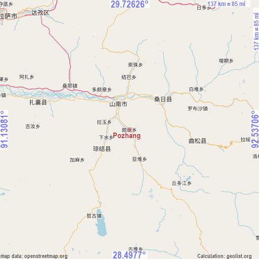 Pozhang on map