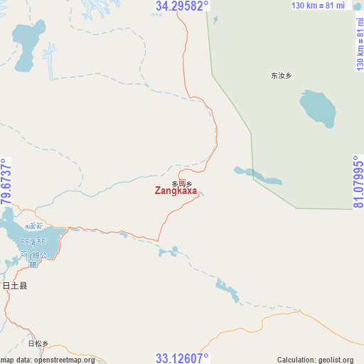 Zangkaxa on map