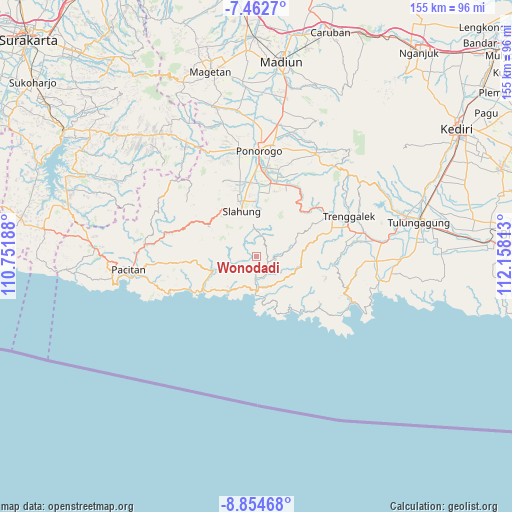Wonodadi on map