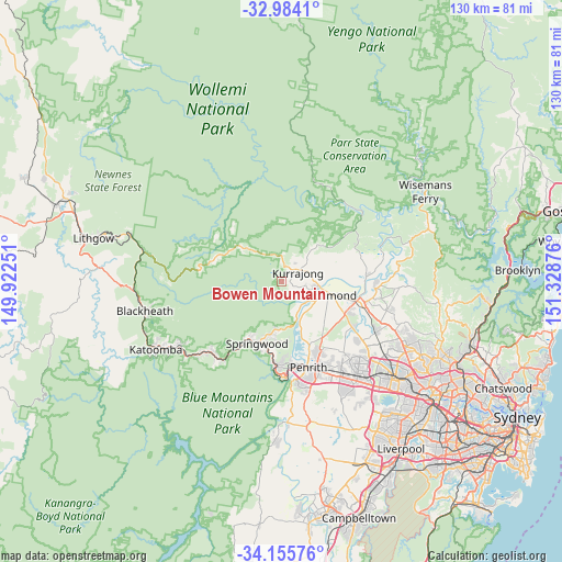 Bowen Mountain on map