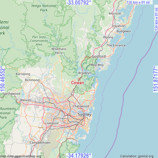 Cowan on map