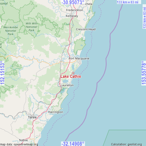 Lake Cathie on map