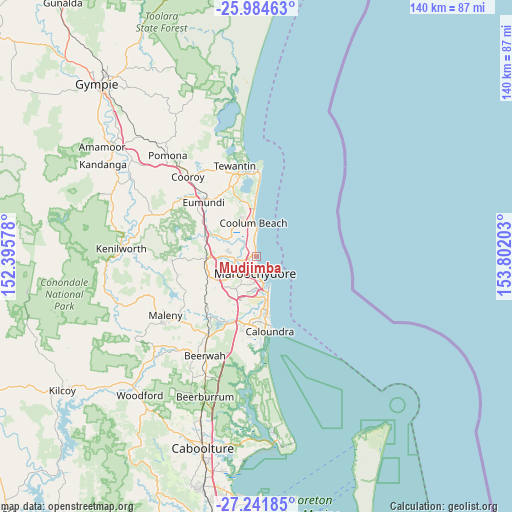 Mudjimba on map