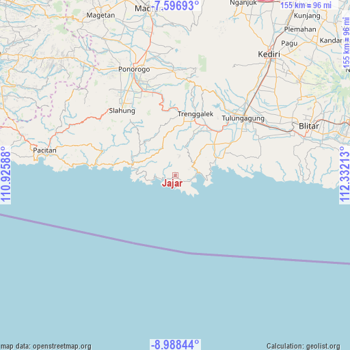 Jajar on map
