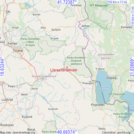 Librazhd-Qendër on map