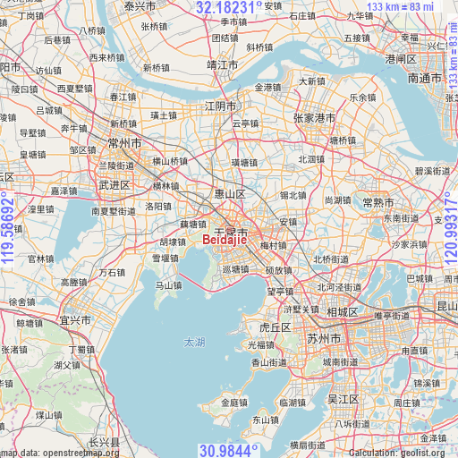 Beidajie on map