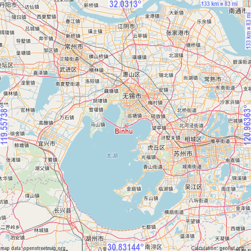 Binhu on map