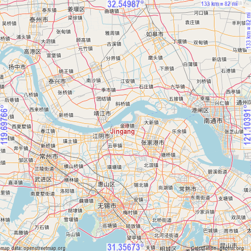 Jingang on map