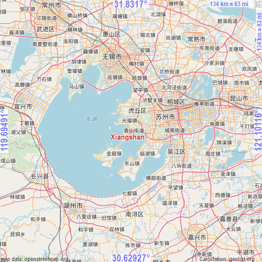 Xiangshan on map