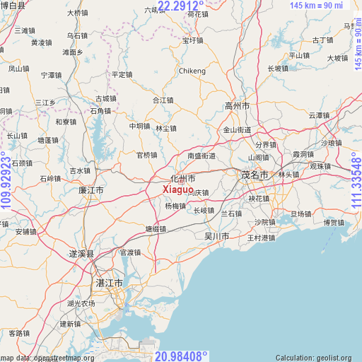 Xiaguo on map