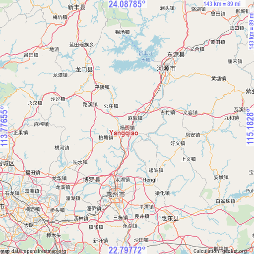 Yangqiao on map