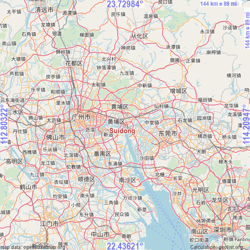 Suidong on map