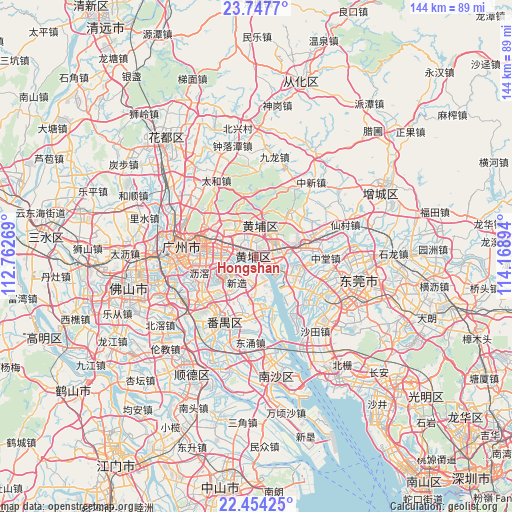 Hongshan on map