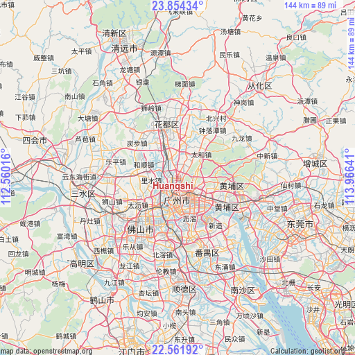 Huangshi on map