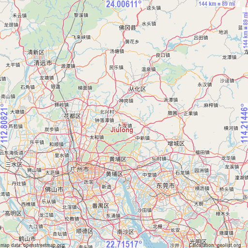 Jiulong on map