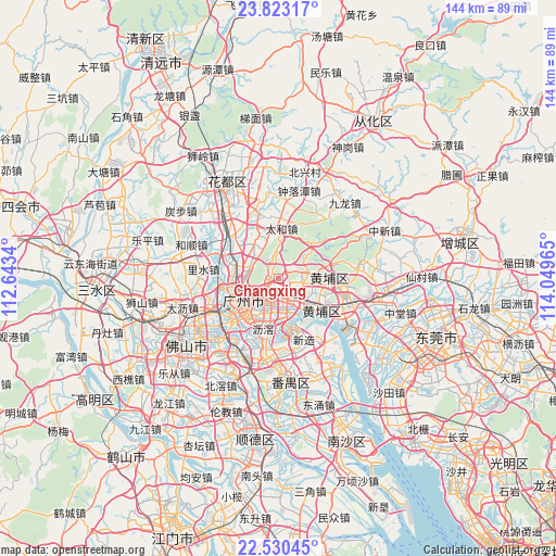 Changxing on map