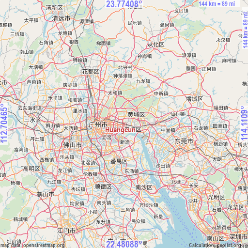 Huangcun on map