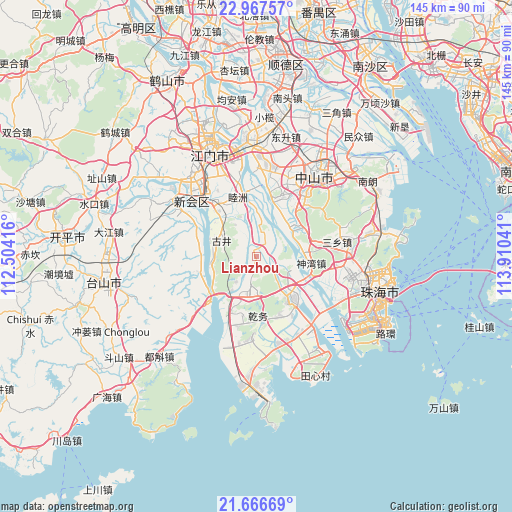 Lianzhou on map