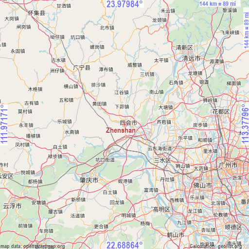 Zhenshan on map