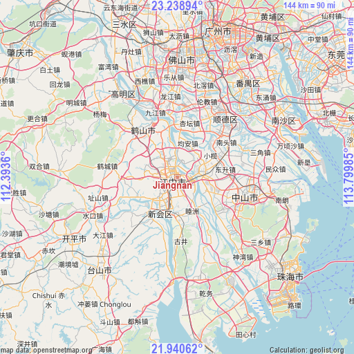 Jiangnan on map