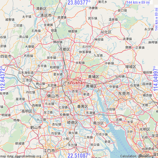 Wushan on map