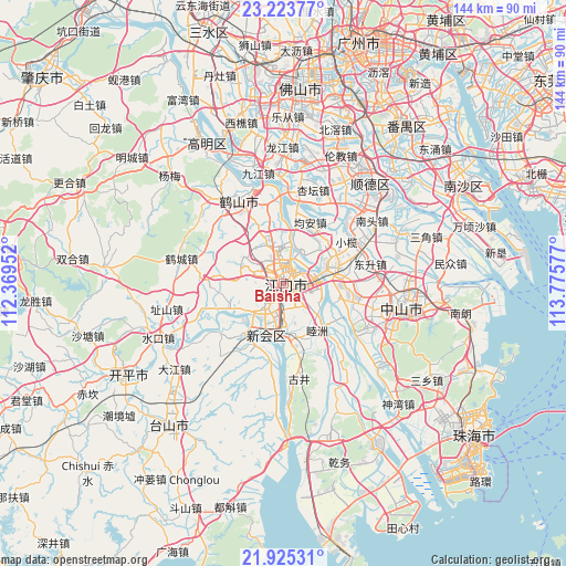 Baisha on map